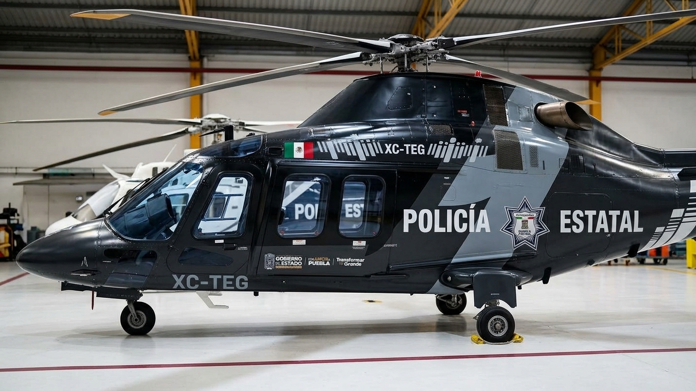 Puebla suma nuevo helicóptero “Leonardo” a su flota aérea para patrullajes y urgencias médicas